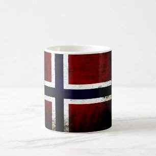 Caneca De Café Bandeira preta de Noruega do Grunge