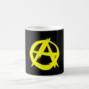 Caneca De Café Bandeira preta e amarela do capitalismo de Anarcho