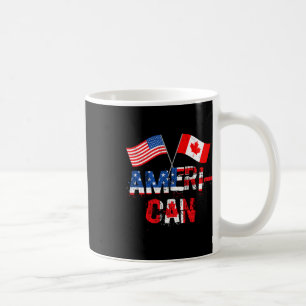 Caneca De Café Bandeira Retro Ameri-canadense EUA Patriótico Cana