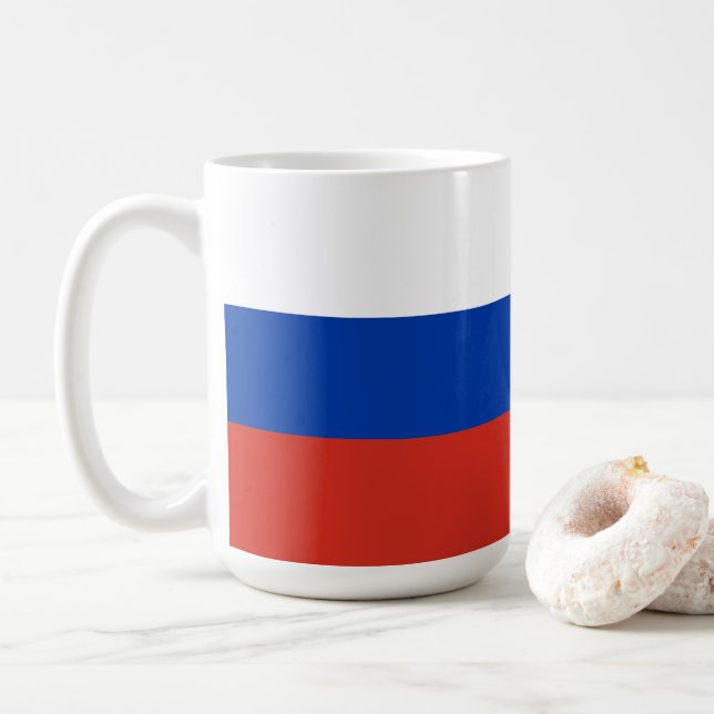 Caneca De Café bandeira russa (Com Donut)