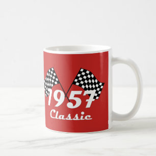 Caneca De Café Bandeira Xadrez Preta e Branca Clássica Retro 1957