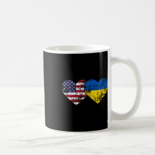 Caneca De Café Bandeiras Americanas Ucranianas Vintage Corações A