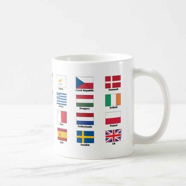 Caneca De Café Bandeiras de 28 nações da UE da União Europeia - (Direita)