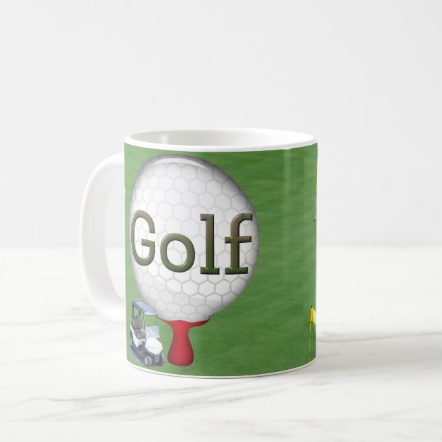 Caneca De Café Bandeiras de Carrinho de Bola Composta de Golfe (Frente Esquerda)