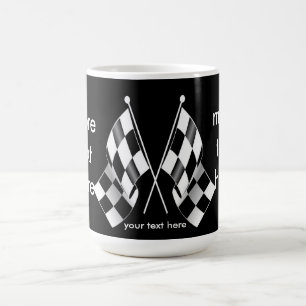 Caneca De Café Bandeiras de competência Checkered preto e branco