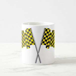 Caneca De Café Bandeiras de Corrida Amarelas e Pretas