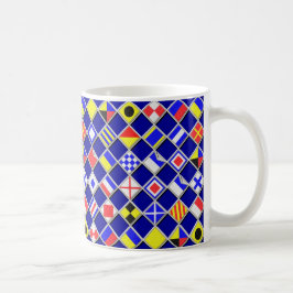 Caneca De Café Bandeiras de Sinalização Náutica Xadrez Decoração