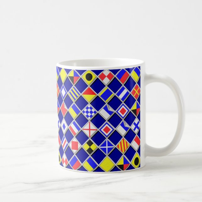 Caneca De Café Bandeiras de Sinalização Náutica Xadrez Decoração (Direita)