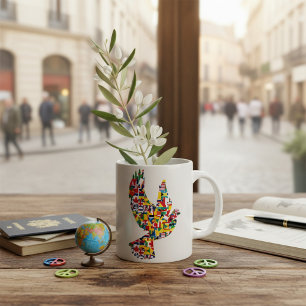 Caneca De Café Bandeiras do Mundo da Dove da Paz