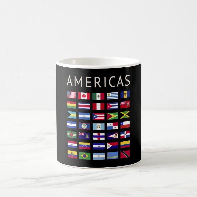 Caneca De Café Bandeiras do País Américas Bandeiras Nacionais Amé (Centro)