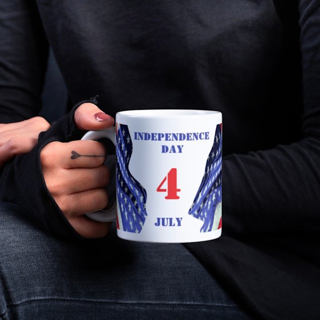 Caneca De Café Bandeiras dos EUA para o Dia da Independência, 4 d (Criador carregado)