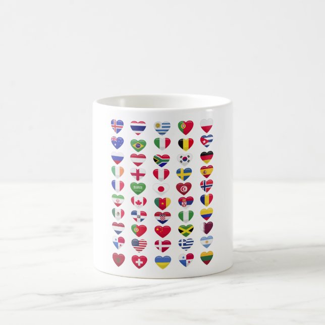Caneca De Café Bandeiras dos países em forma de coração (Centro)