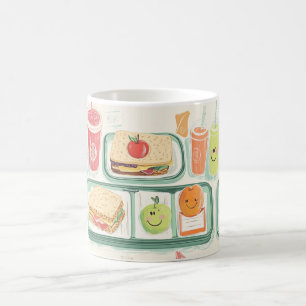 Caneca De Café bandeja de almoço escolar ilustrada em um estilo "