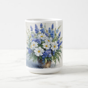Caneca De Café Bando de Flores de Aquarela Elegante