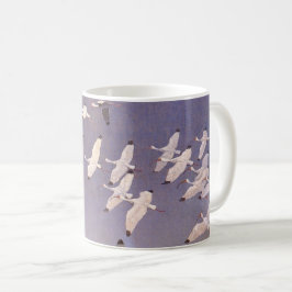 Caneca De Café Bando de Ibis sobrevoando Zonas Úmidas, Aves Vinta