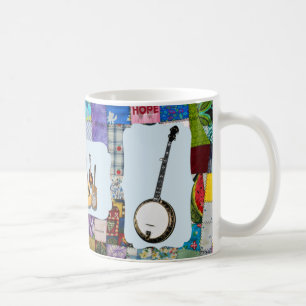 CANECA DE CAFÉ BANJO--BLUEGRASS BAND-QUILTED