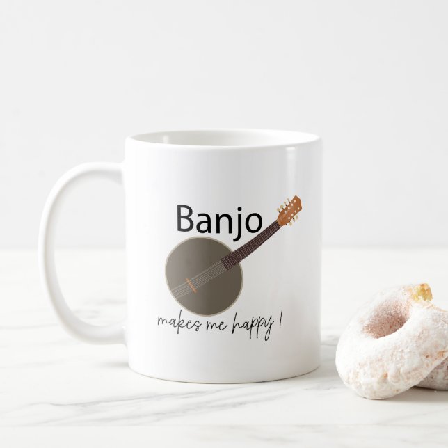 Caneca De Café Banjo me deixa feliz (Com Donut)