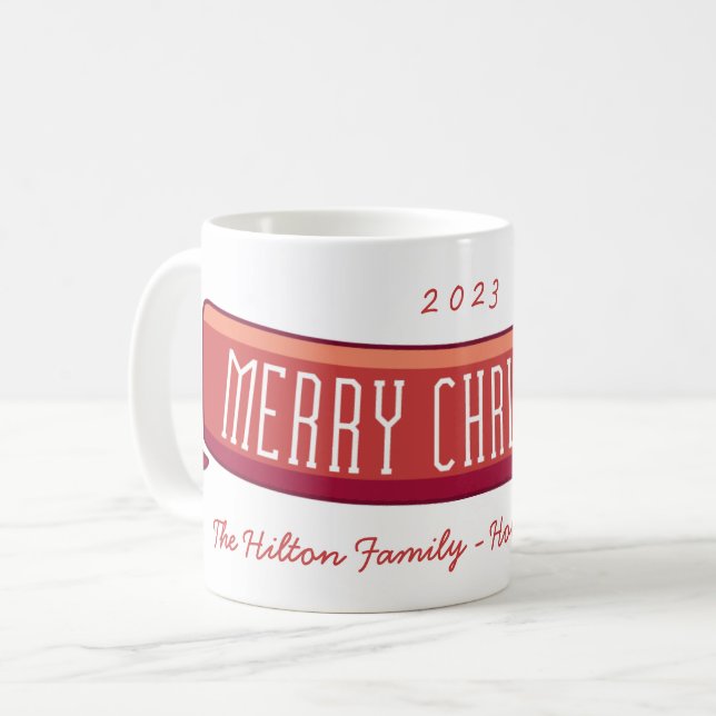 Caneca De Café Banner Feliz Natal Feriado (Frente Esquerda)