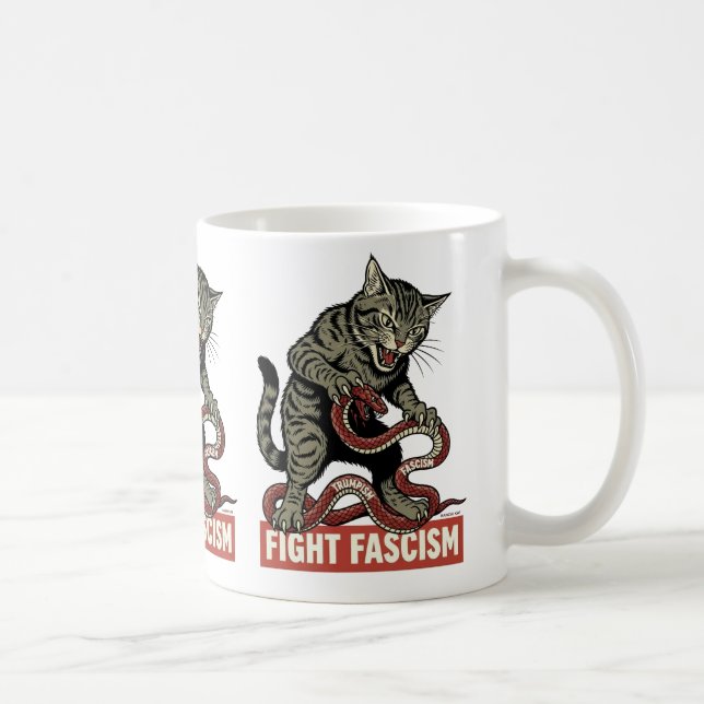 Caneca De Café Banzai Kat Fight Fascism (Direita)