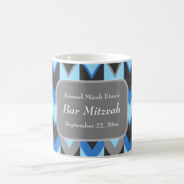 Caneca De Café Bar azul e cinzento Mitzvah do teste padrão de (Centro)