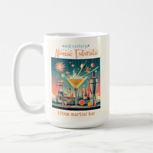 Caneca De Café Bar Citrus Martini futurística atômica do meio séc (Esquerda)