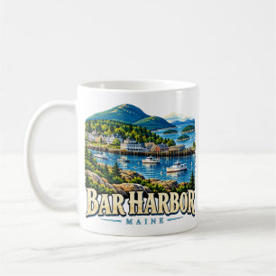 Caneca De Café Bar Harbor Maine Viagem Arte Marco Histórico