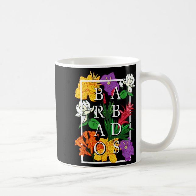 Caneca De Café Barbados Bajan Wildflower Pride Floral  (Direita)