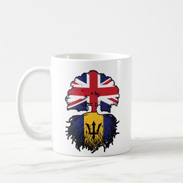 Caneca De Café Barbados Barbadiano British Tree Roots Flag (Esquerda)
