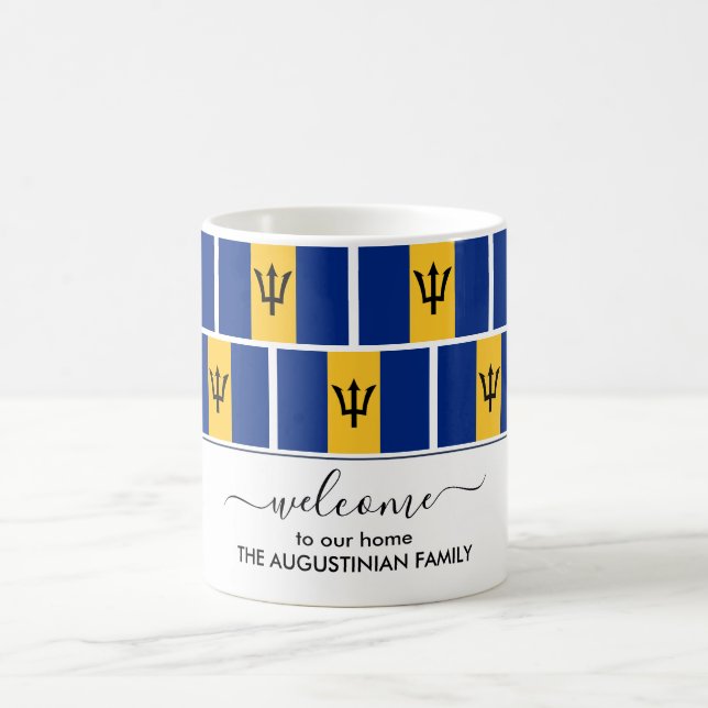Caneca De Café BARBADOS FLAG de Boas-vindas Personalizadas Elegan (Centro)
