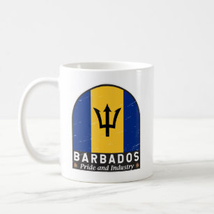 Caneca De Café Barbados Flag Emblem Distress Vintage