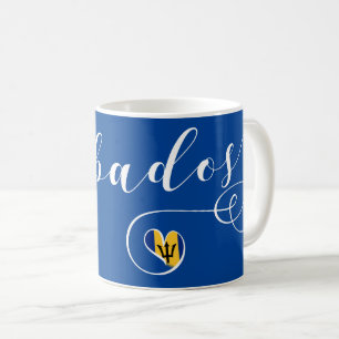 Caneca De Café Barbados Heart Flag, Barbadiano