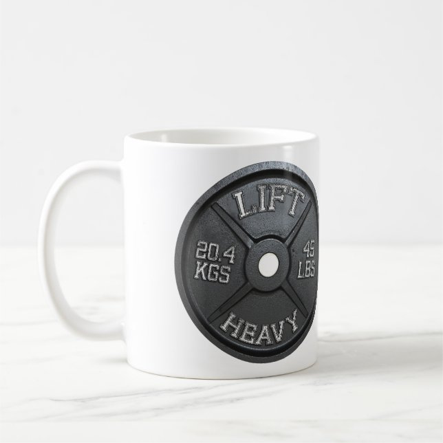 Caneca De Café Barbell Plate de 45 LBS - LEVANTE PESADO (Esquerda)