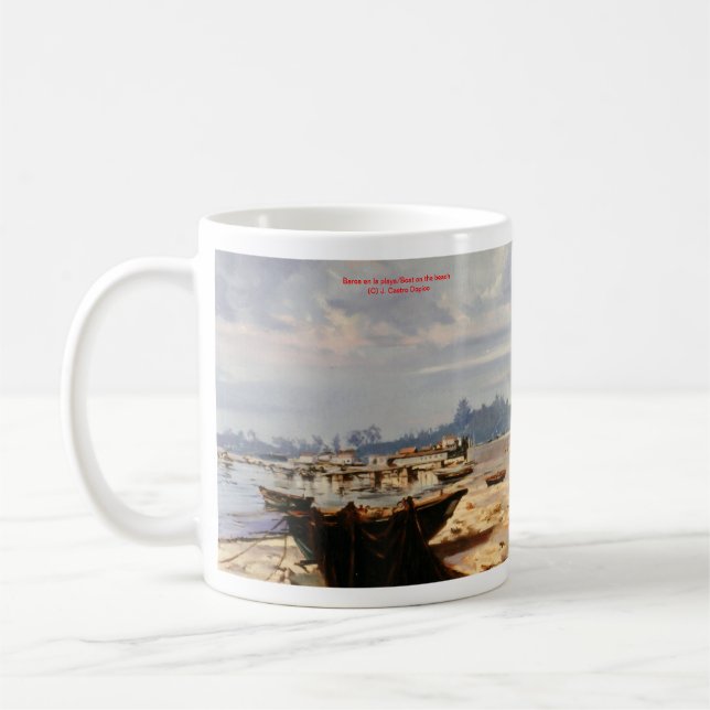 Caneca De Café Barca en la playa/Boat on the beach (Esquerda)
