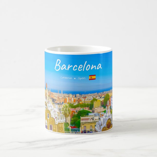 Caneca De Café Barcelona, Espanha - Parque Güell Mosaico Gaudí (Centro)
