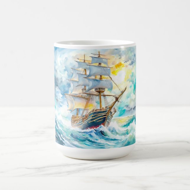 Caneca De Café Barco à Vela Antigo na Tempestade  (Centro)