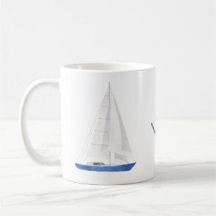 Caneca De Café Barco à Vela e Âncora Azul Náutica