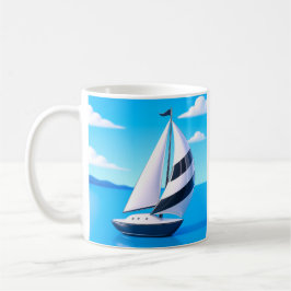 Caneca De Café Barco à Vela Listrado Oceano