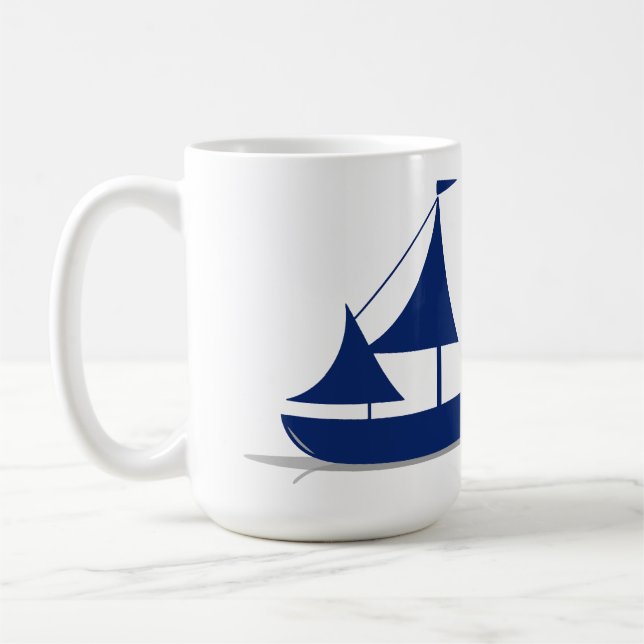 Caneca De Café Barco à Vela Multi-Vela Náutica Marinha (Esquerda)