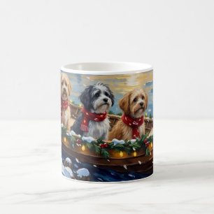 Caneca De Café Barco de Natal do Lhasa Apso Férias