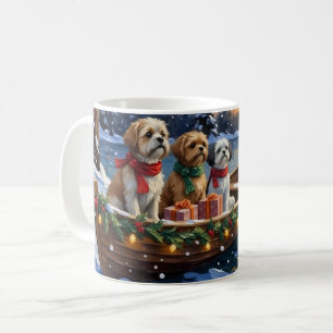Caneca De Café Barco de Natal do Shih Tzu Férias
