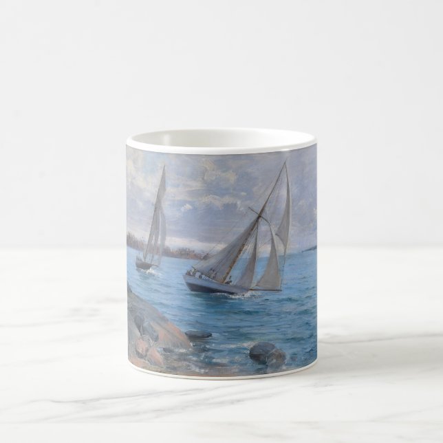 Caneca De Café Barcos à vela no rio (Centro)