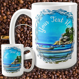 Caneca De Café Barcos de Pesca de Mismaloya 0346