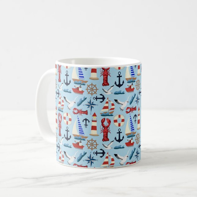 Caneca De Café Barcos de vela náuticos (Frente Esquerda)
