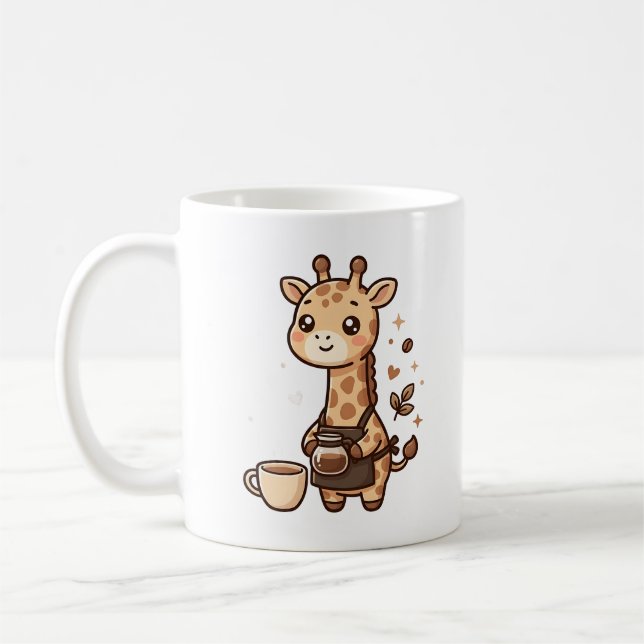 Caneca de Café Barista Girafa Fofa Kawaii (Esquerda)