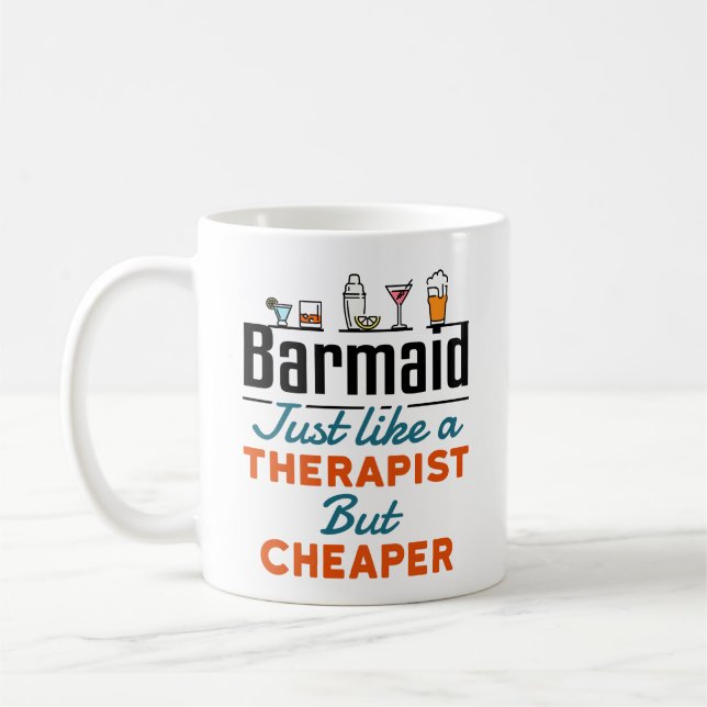 Caneca De Café Barmaid Como Terapista, Mas Mais Barata (Esquerda)