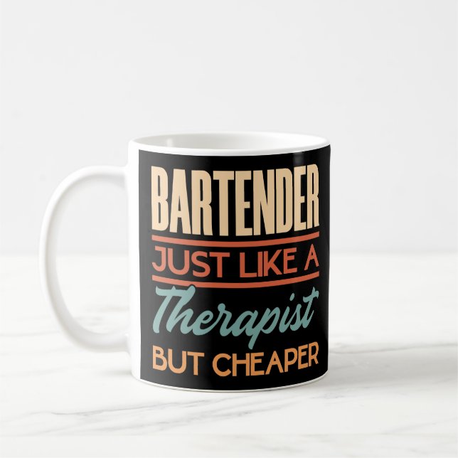 Caneca De Café Barman Como Um Terapista Mas Mais Barato (Esquerda)