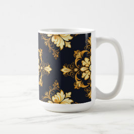 Caneca De Café "Barockes Ornament-Muster in Gold und Schwarz" Dec