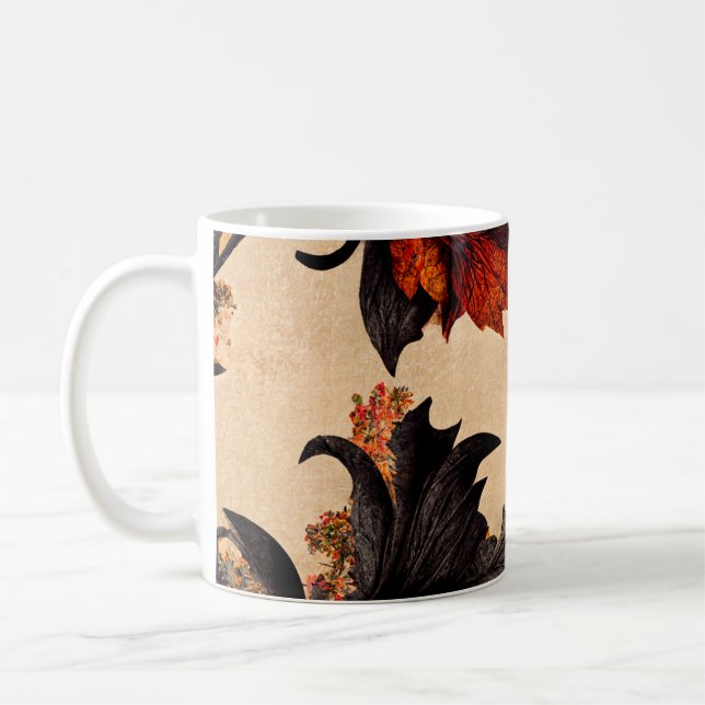 Caneca De Café Baroque Maple Leaves Pattern (Esquerda)