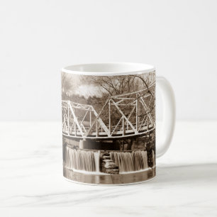 Caneca De Café Barragem No Rio Finley, Sepia Coffee Mug