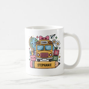 Caneca De Café Barramento Personalizado de Volta à Escola - Perso